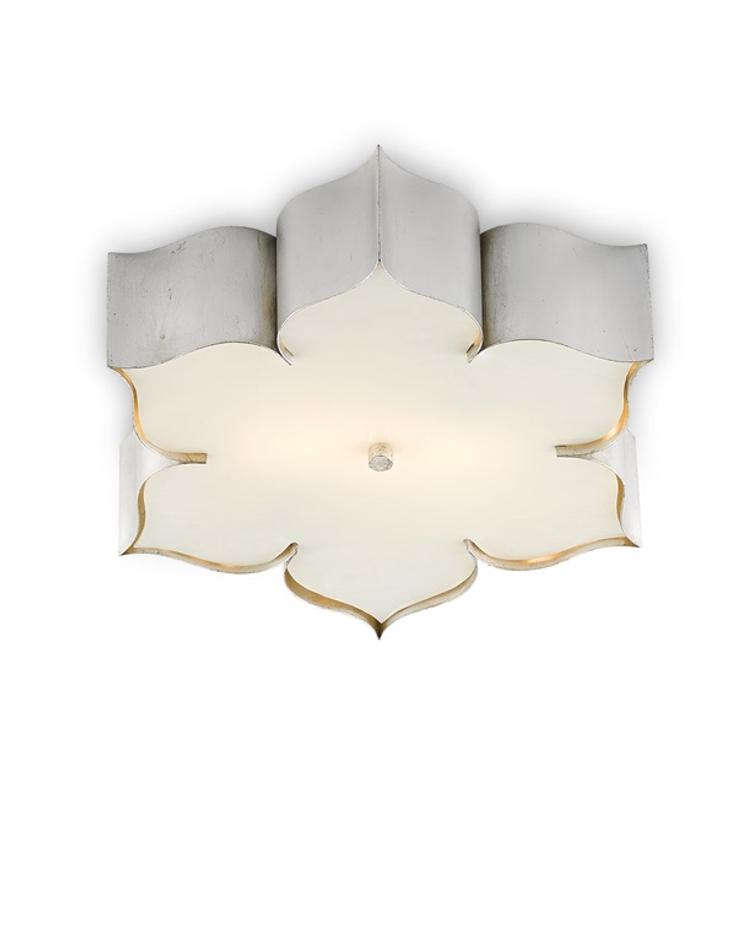 Grand Lotus Silver Flush Mount In Contemporary Silver Leaf by Currey & Company
