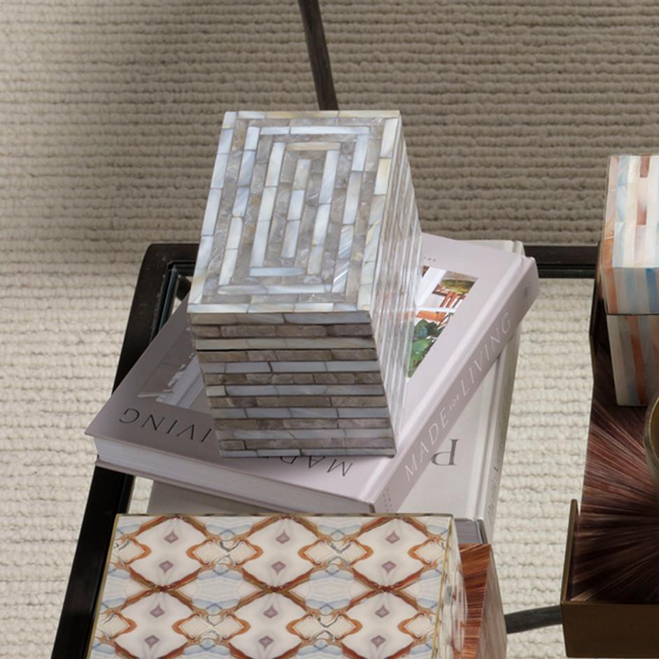 Roosevelt Grey Mother of Pearl Decorative Box, Small by Jamie Young