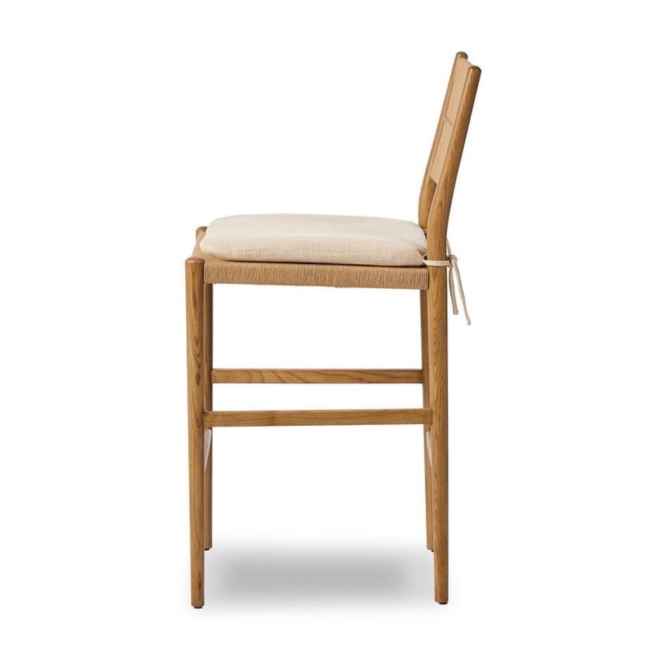 Dara Bar Stool In Broadway Dune And Natural Paper Cord And Toasted Ash by Four Hands
