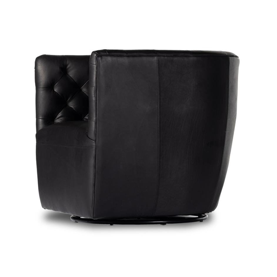 Hanover Swivel Chair In Heirloom Black by FOUR HANDS