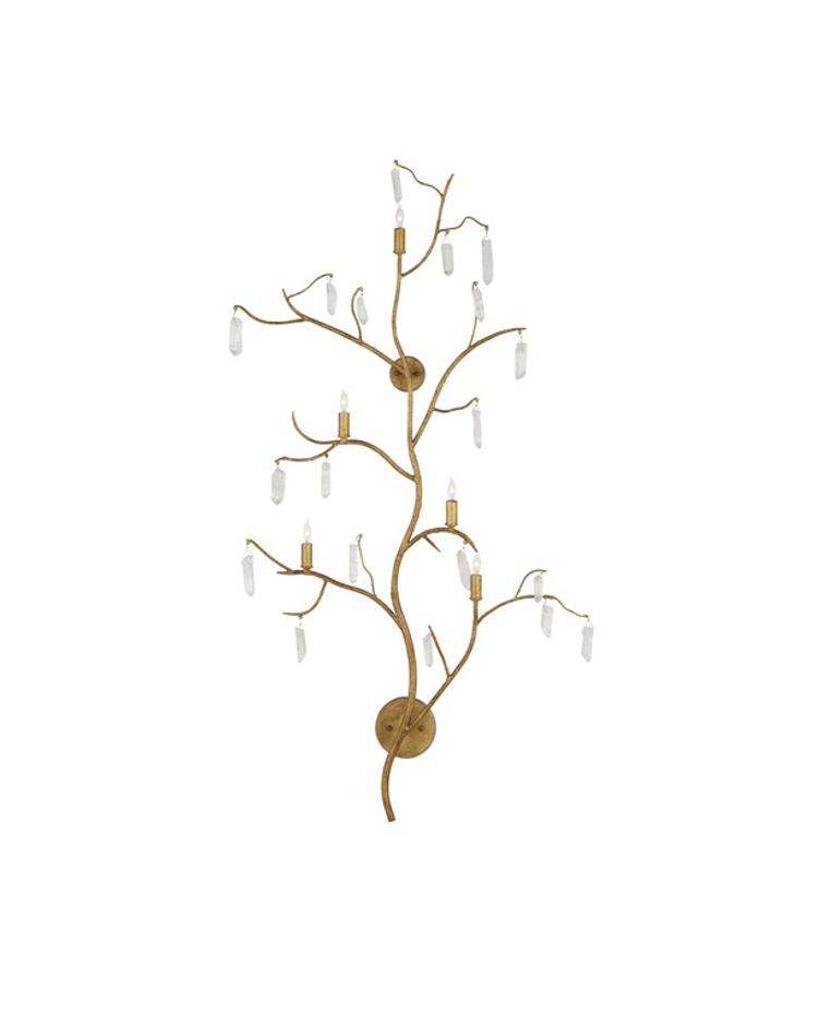 Forest Light Wall Sconce In Washed Lucerne Gold & Natural by Currey & Company