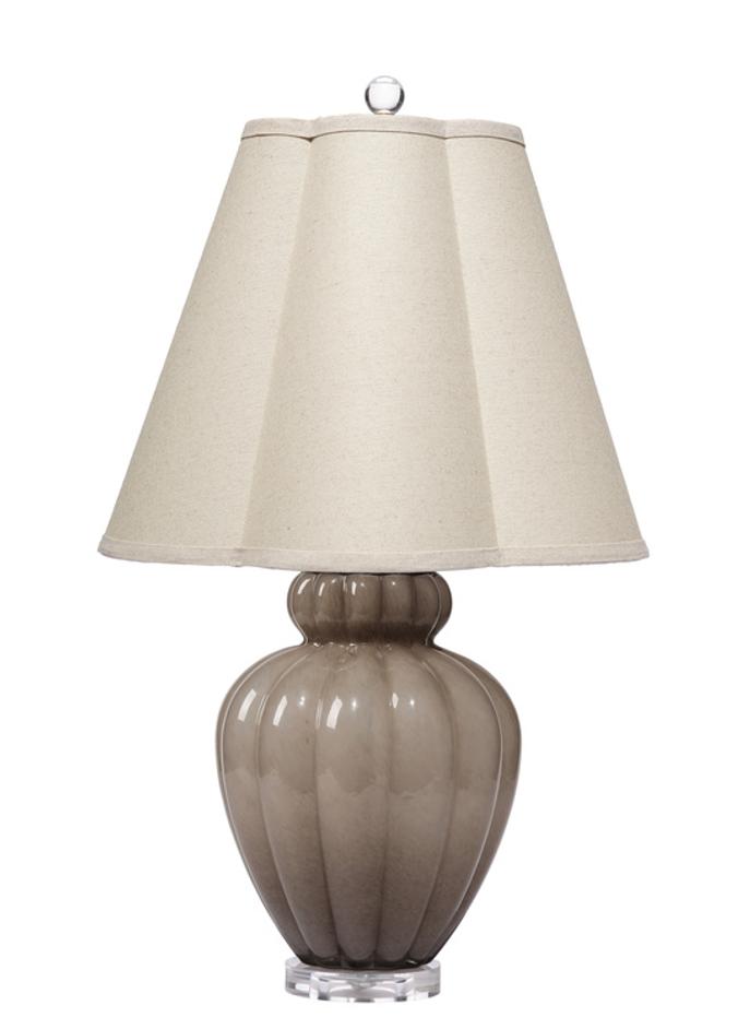 Agnes Blown Glass Table Lamp with Linen Scalloped Shade, Taupe by Jamie Young