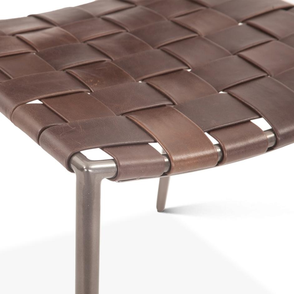 Copenhagen 18" Buffalo Leather and Iron Dining Chair, Brown by Home Trends & Design