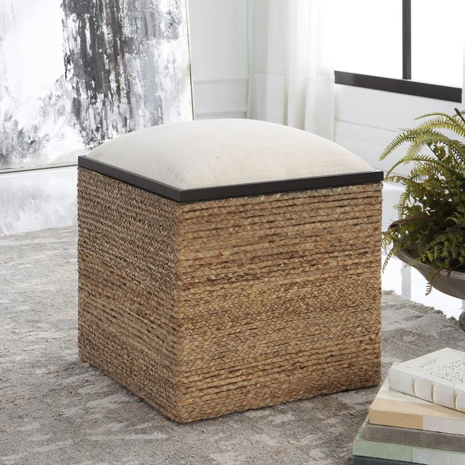 Island Square Straw Accent Stool by Uttermost