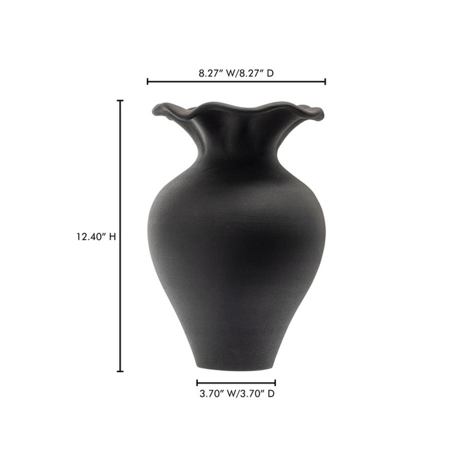 Ruffle 12 Inch Decorative Vessel Black by Moes Home