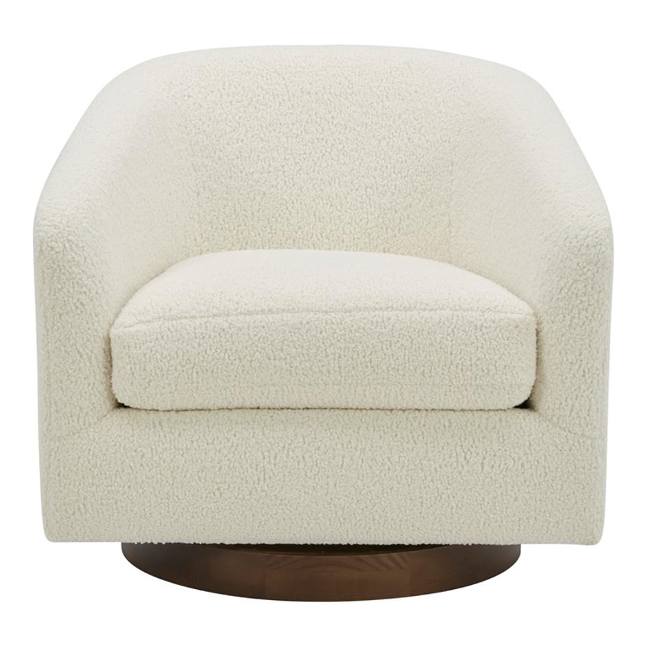 OSCY SWIVEL CHAIR VEGAN SHEARLING WHITE by Moes Home