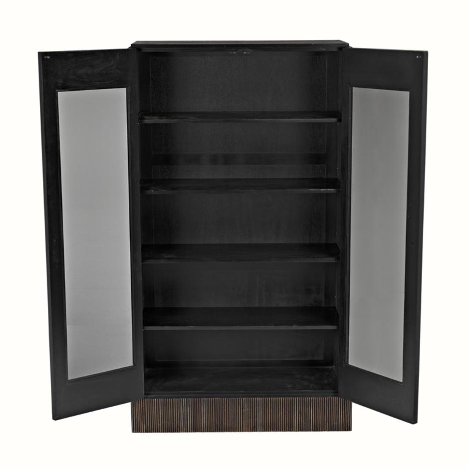 Noho Hutch in Mahogany, Hand-Rubbed Black with Light Brown Accents by Noir Furniture