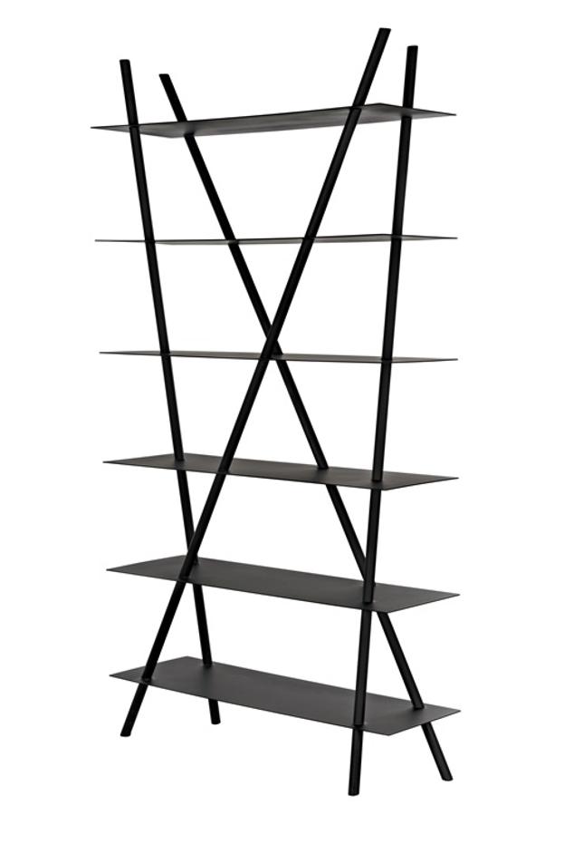 Siddhartha Industrial Steel Bookcase in Matte Black by Noir Furniture