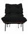 Hanzo Teak Chair with Industrial Steel Legs and Black Cotton Cushion, Satin Finish by Noir Furniture