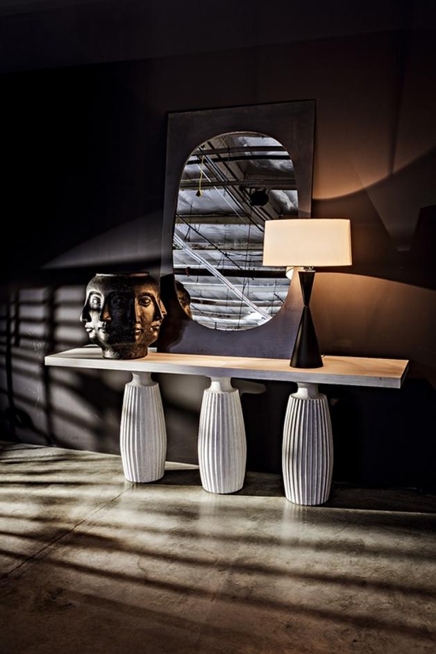 Evelyn Console in White Wash Mahogany and Veneer by Noir Furniture