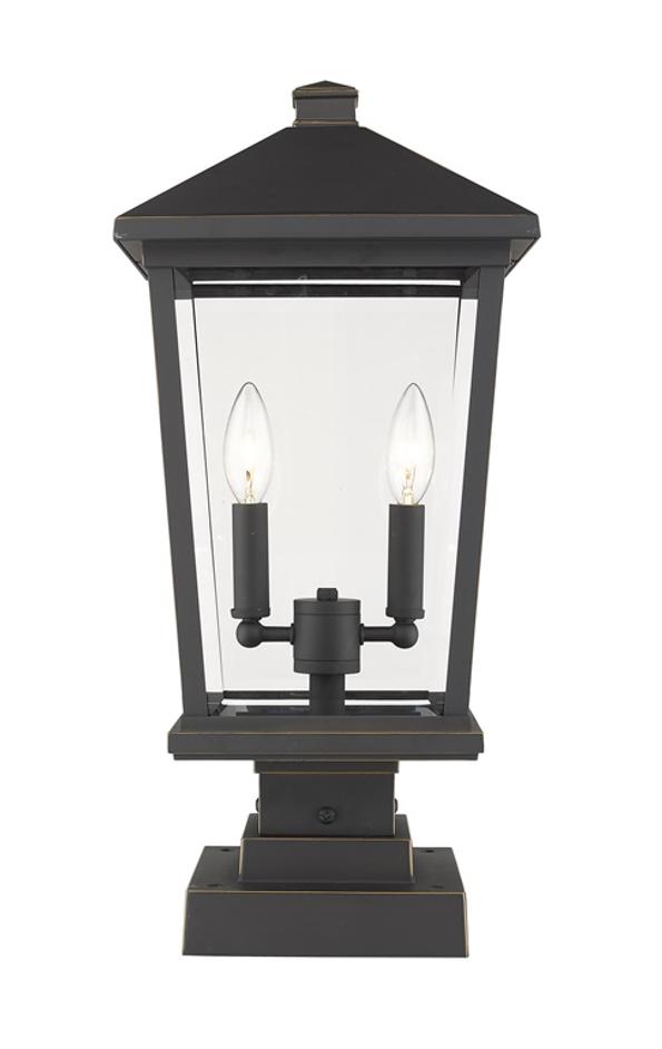 Beacon 2 Light Outdoor Pier Mounted Fixture in Oil Rubbed Bronze Finish by Z-Lite