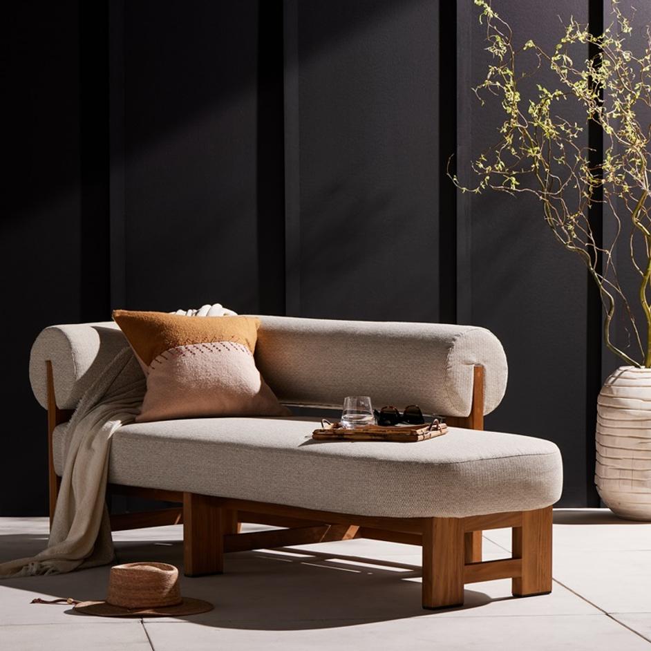 Malta Outdoor Laf Chaise In Faye Sand by FOUR HANDS