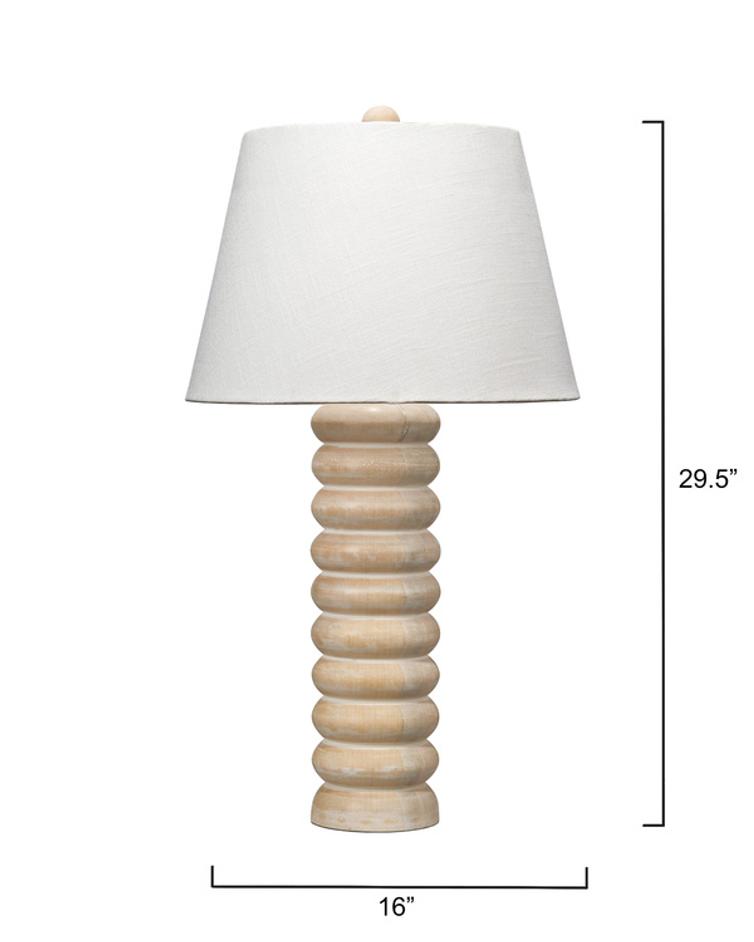 Abacus Mango Wood Table Lamp with Linen Shade by Jamie Young