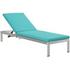 Nantucket Outdoor Patio Aluminum Chaise With Cushions In Silver Turquoise by Modway Furniture