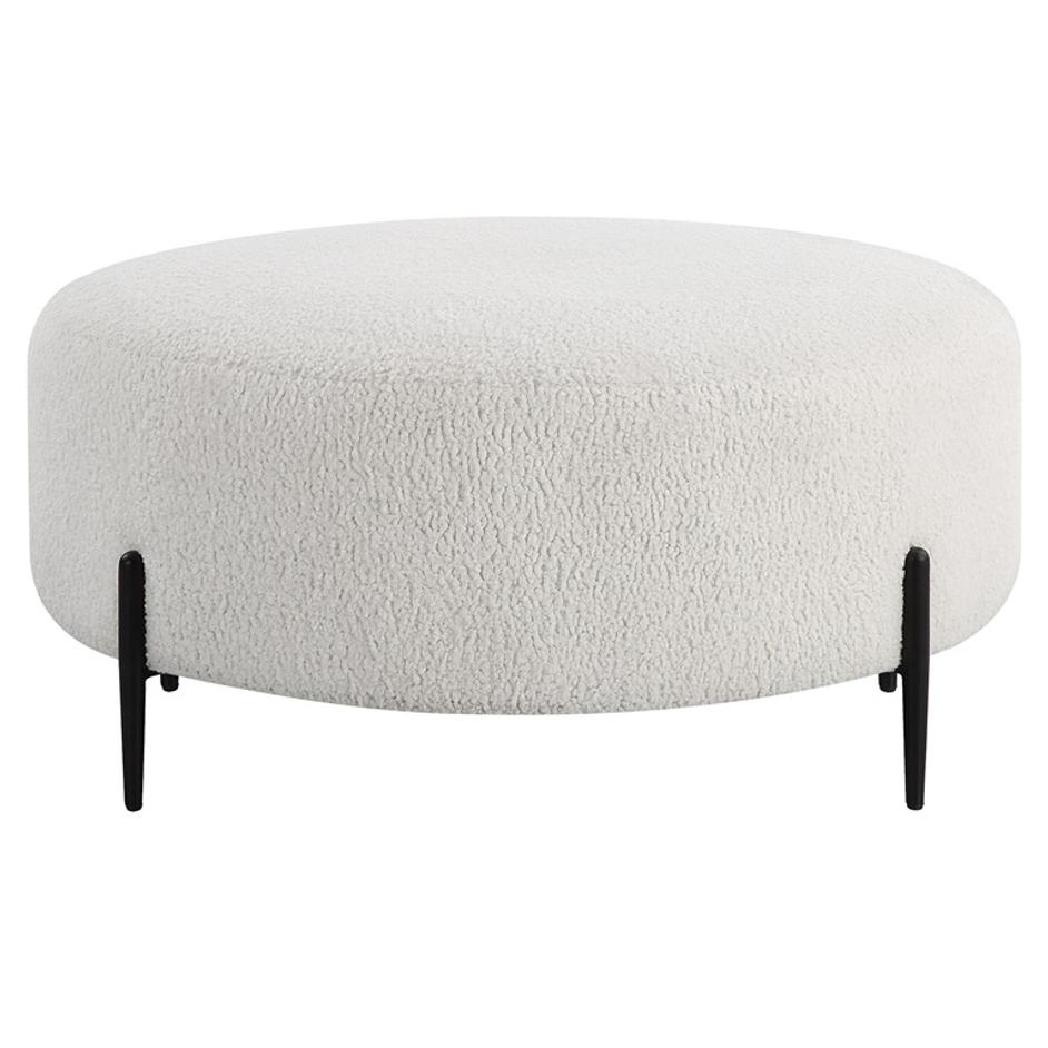 Arles Large Plush White Ottoman by Uttermost