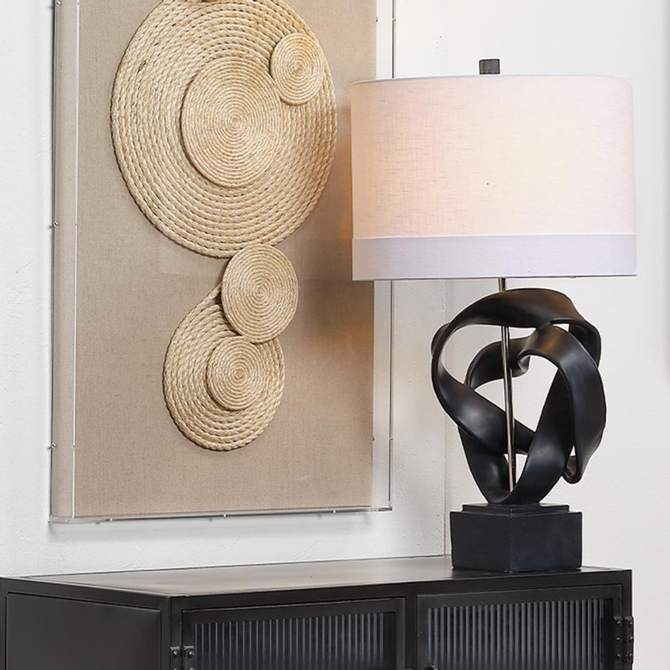 Intertwined Table Lamp with Linen Shade, Black by Jamie Young