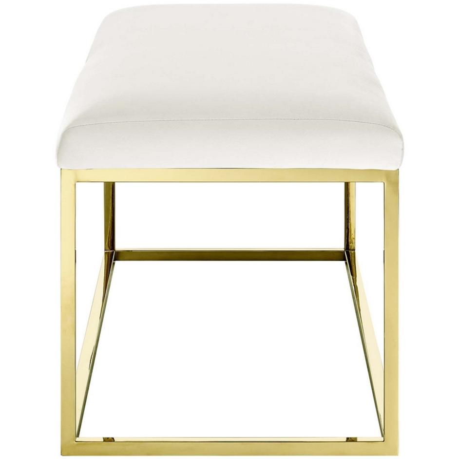 Russell Fabric Bench In Gold Ivory by Modway Furniture