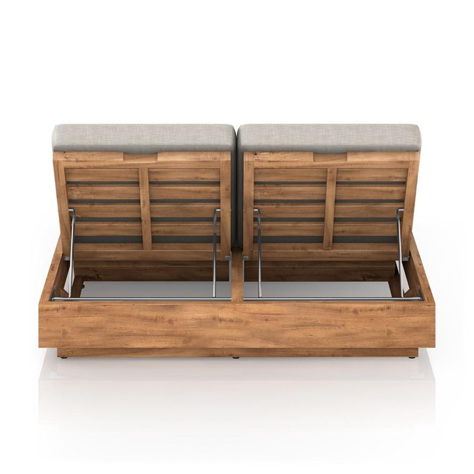 Kinta Outdoor Double Chaise Lounge In Stone by FOUR HANDS