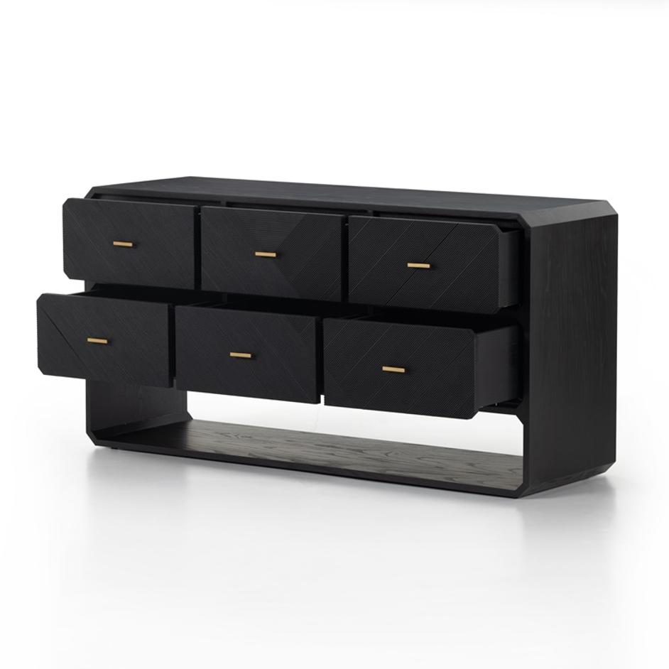 Caspian 6 Drawer Dresser In Black Ash by FOUR HANDS