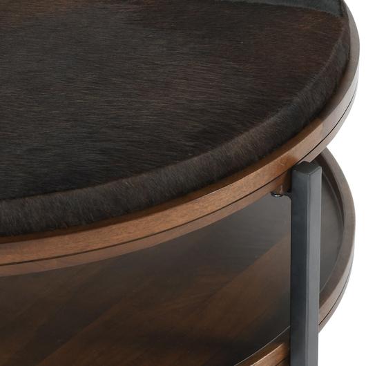 Hunt Hide/Mango Wood 38" Round Coffee Table Barista Brown by Classic Home