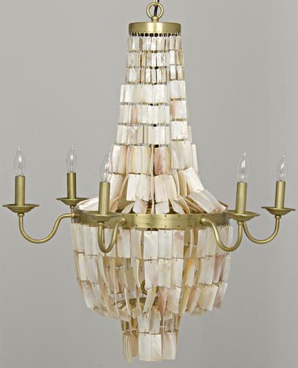 Bijou Chandelier, Antique Brass, Metal and Shells by Noir Furniture