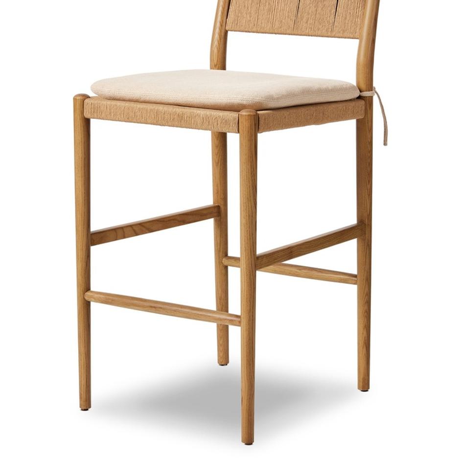 Dara Bar Stool In Broadway Dune And Natural Paper Cord And Toasted Ash by Four Hands