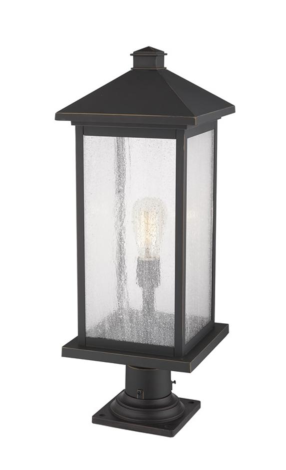 Portland 1 Light Outdoor Pier Mounted Fixture in Oil Rubbed Bronze Finish by Z-Lite