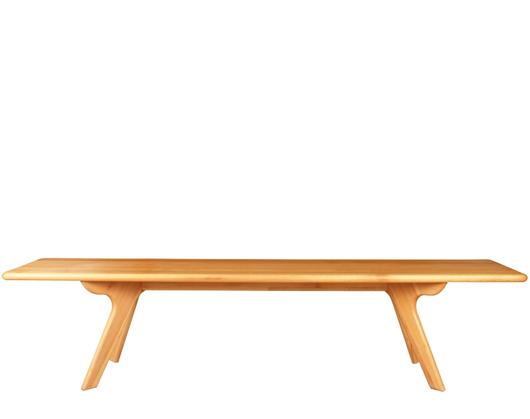 charles bench in natural beechwood and walnut fini by Nuans Design