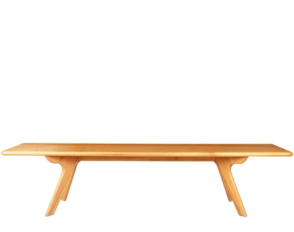 charles bench in natural beechwood and walnut fini by Nuans Design