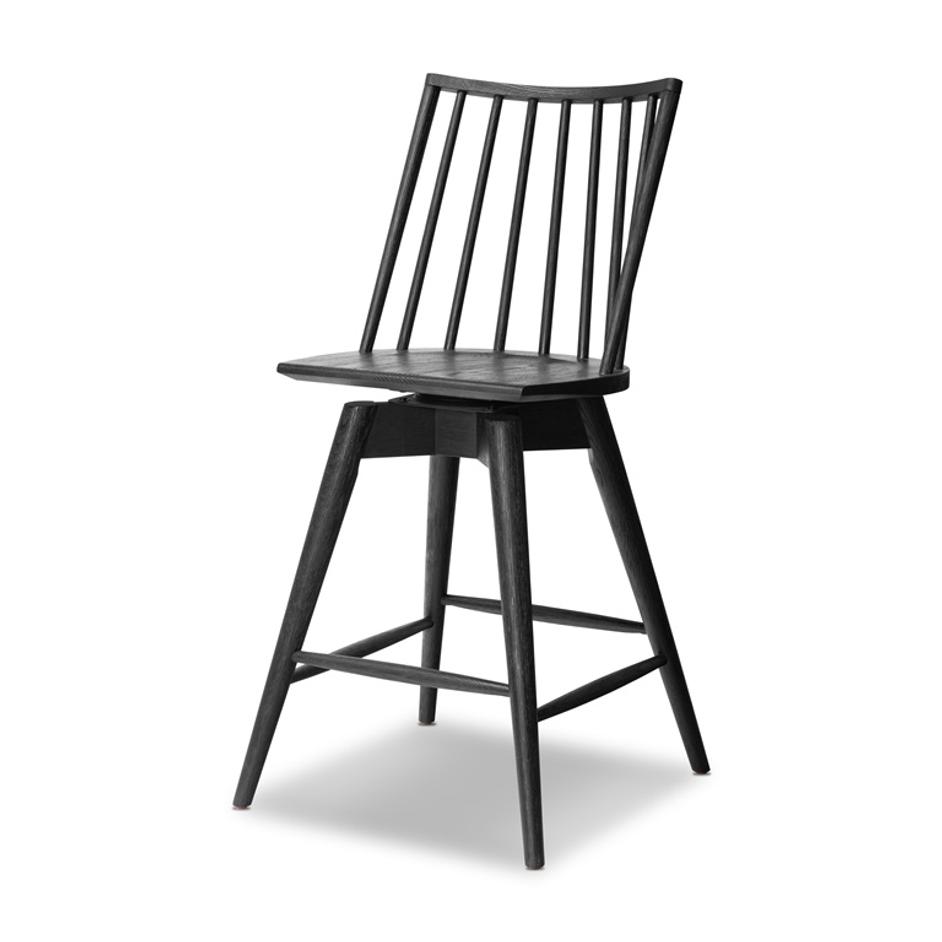Lewis Swivel Counter Stool in Black Oak by FOUR HANDS