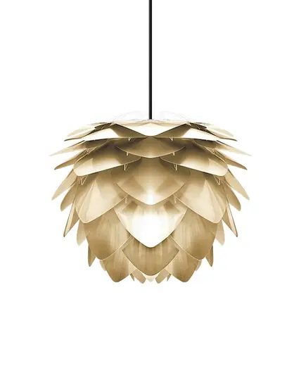 Silvia Hardwired Pendant in Brass Foil Finish with Black Cord by UMAGE