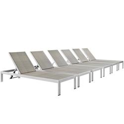 Nantucket Chaise Outdoor Patio Aluminum Set Of 6 In Silver Gray by Modway Furniture