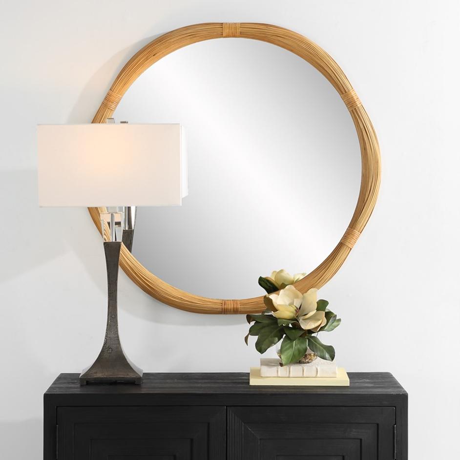Salina Round Bamboo Mirror by Uttermost