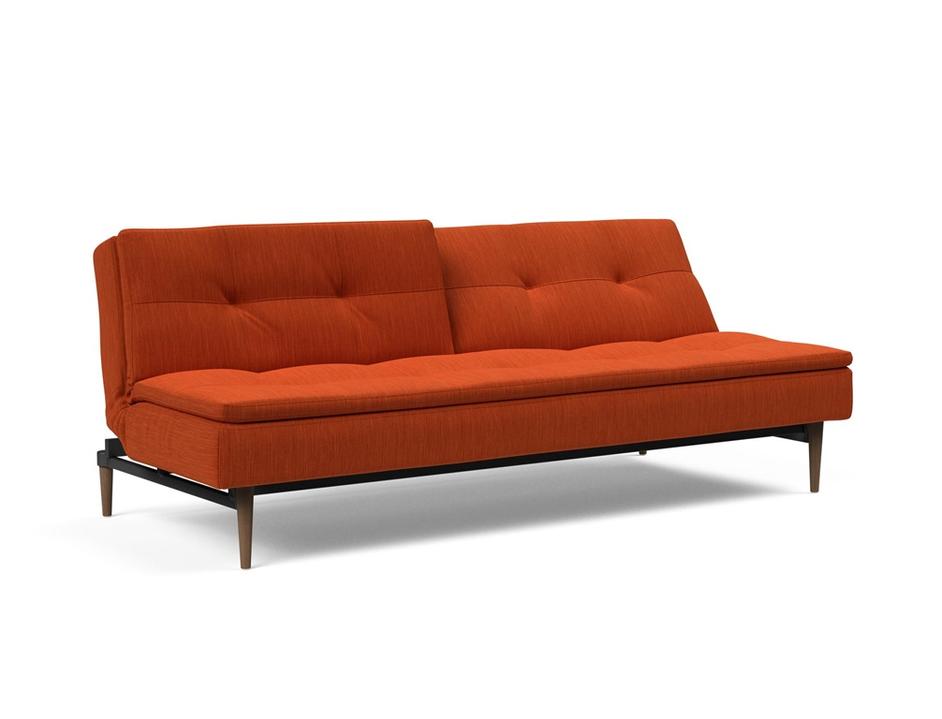 DUBLEXO SLEEPER SOFA in ELEGANCE PAPRIKA FABRIC WITH Dark Wood LEGS 506 by INNOVATION USA