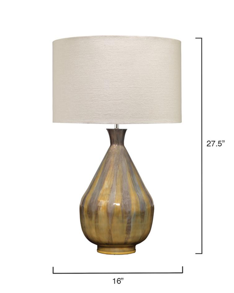 Daybreak Iron Table Lamp with Linen Shade, Grey Enameled by Jamie Young