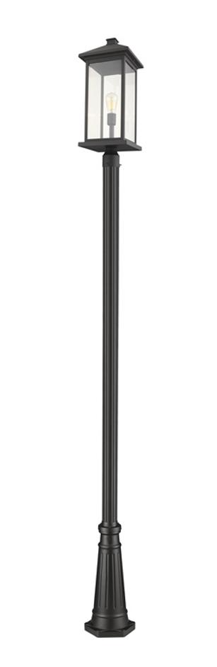 Portland 1 Light Outdoor Post Mounted Fixture in Black Finish by Z-Lite