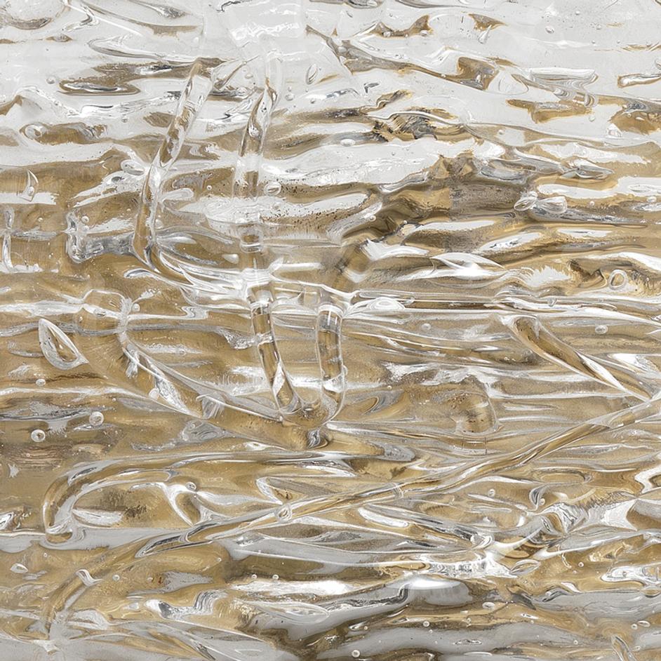 Swan Curved Glass Sconce, Large, Clear Textured Glass and Antique Brass Metal by Jamie Young