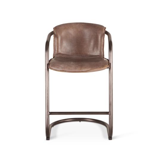 Portofino Distressed Jet Brown Leather Counter Chair by Home Trends & Design
