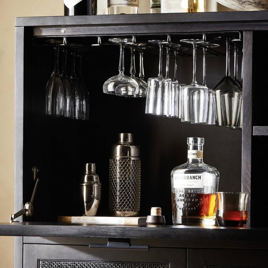 Caprice Bar Cabinet - Black Wash Mango by Four Hands
