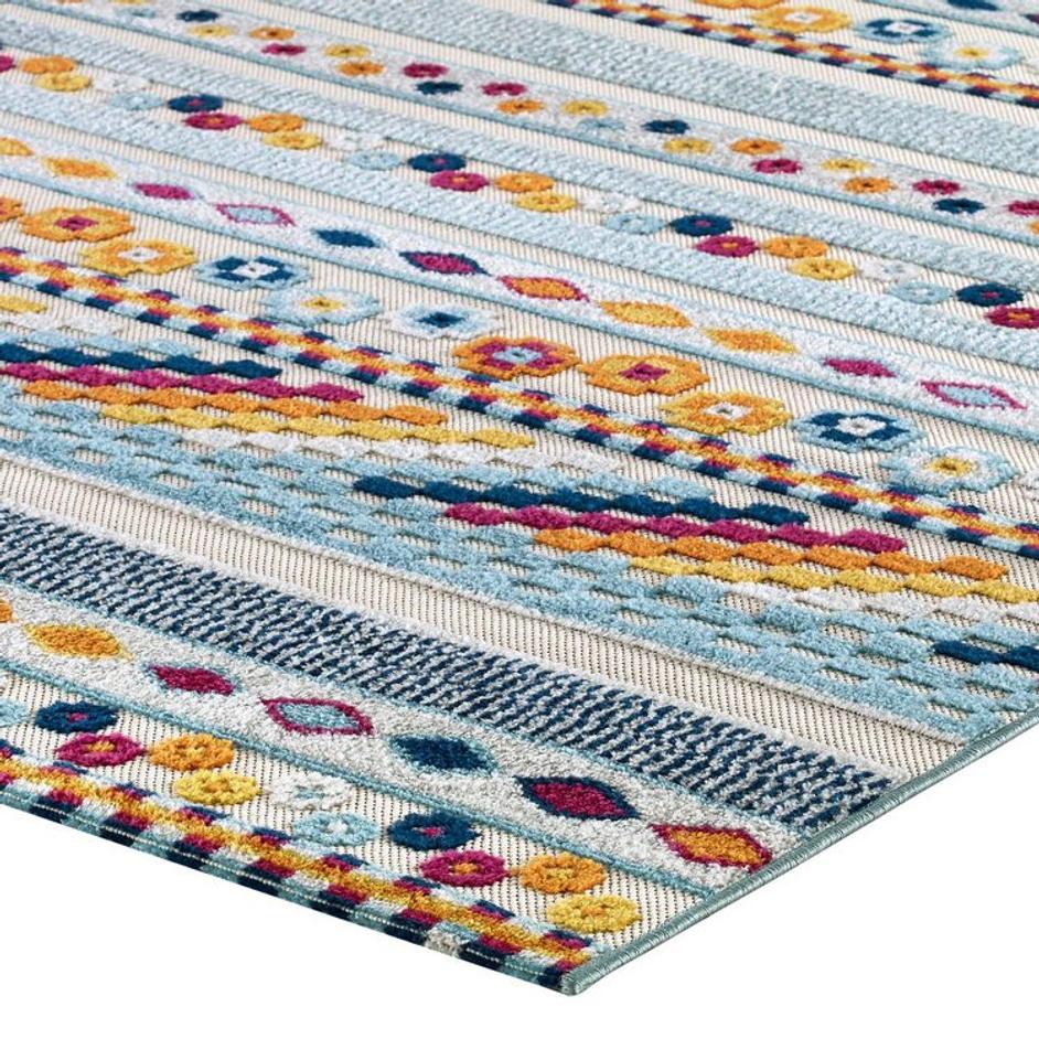 Burket Cadhla Vintage Abstract Geometric Lattice 5X8 Indoor And Outdoor Area Rug In Multicolored by Modway Furniture
