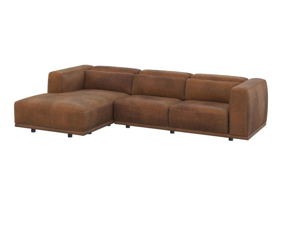 BEAU SOFA CHAISE - LAF - LUCIA TOBACCO LEATHER by Sunpan