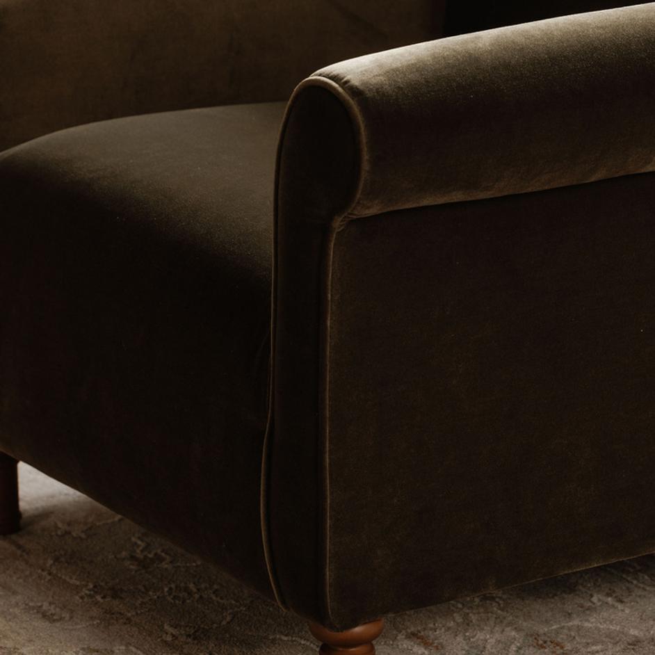 Harmony Accent Chair Dark Green Faux Mohair by Moes Home