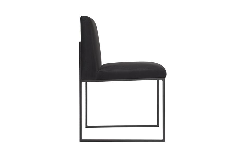 Frozen Dining Chair, Black Velvet Fabric, Matte Black Metal Frame by PHILLIPS COLLECTION