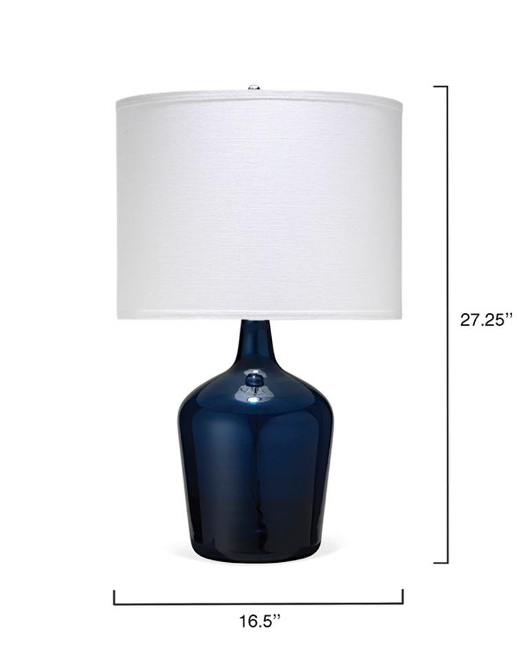 Plum Jar Glass Table Lamp with Linen Shade, Blue by Jamie Young