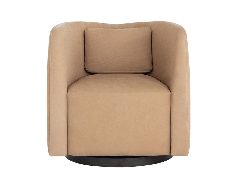 EMILIE SWIVEL LOUNGE CHAIR - NUBUCK TAN LEATHER by Sunpan