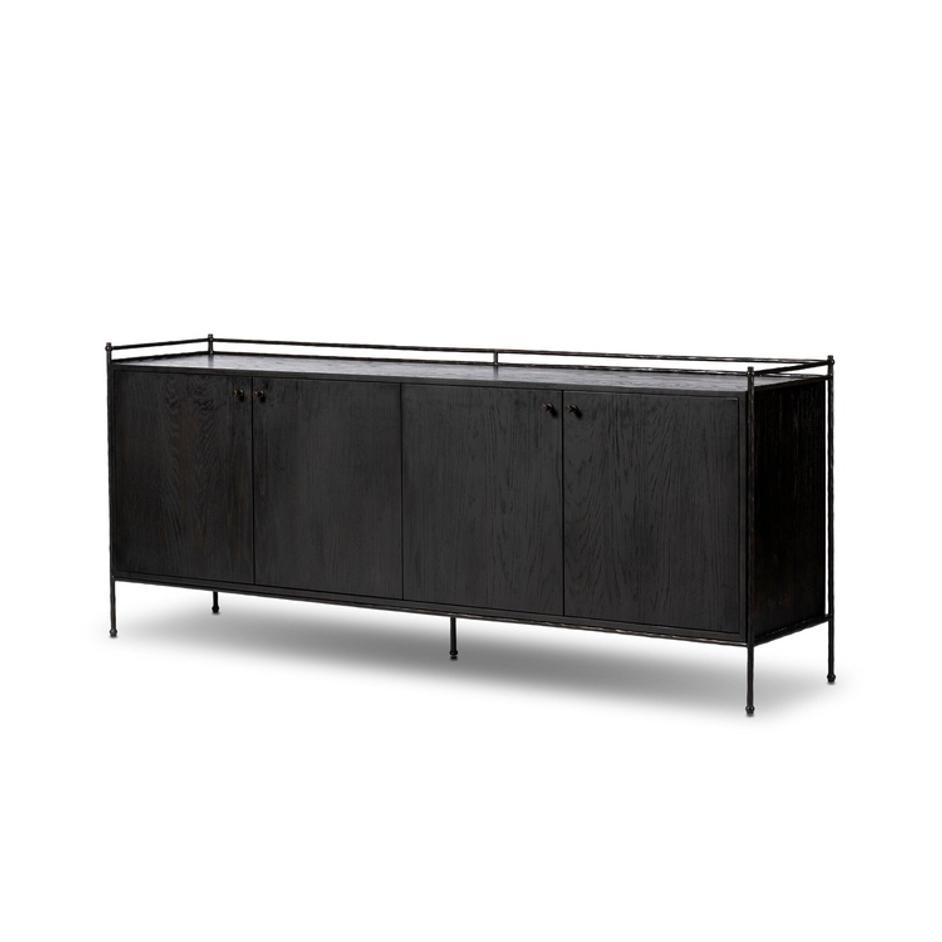 Afton Sideboard In Charcoal Oak And Charcoal Oak Veneer And Smooth Hammered Bronze by Four Hands