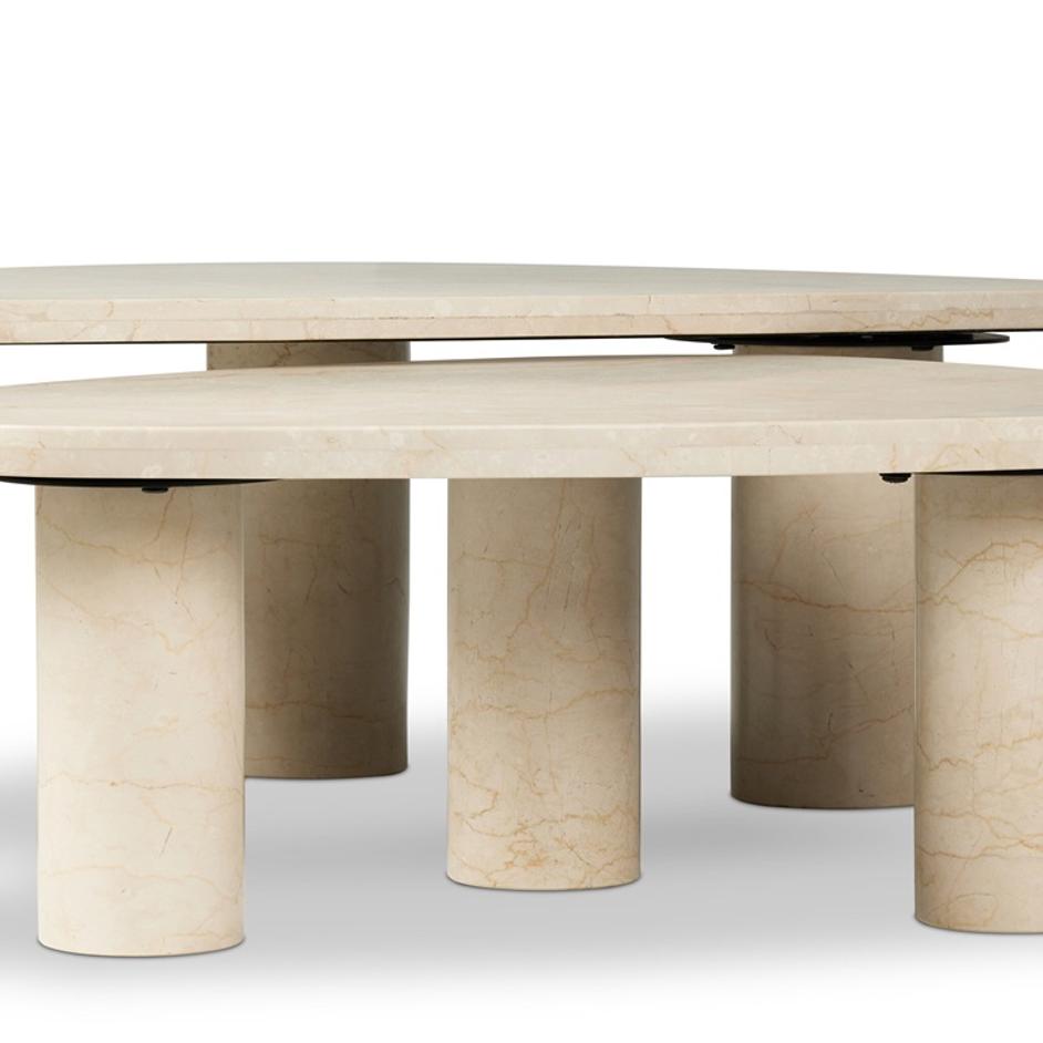 Zion Coffee Table Set - Cream Marble by Four Hands