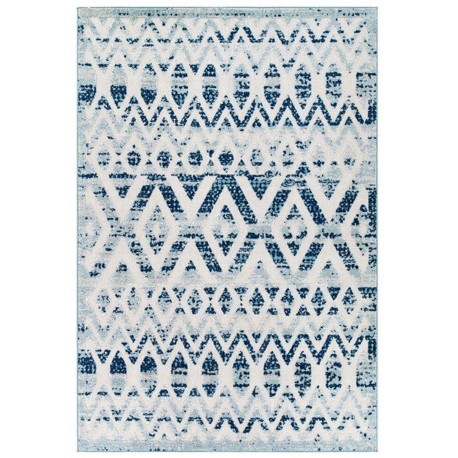 Burket Tamako Diamond And Chevron Moroccan Trellis 8X10 Indoor / Outdoor Area Rug In Ivory And Blue by Modway Furniture
