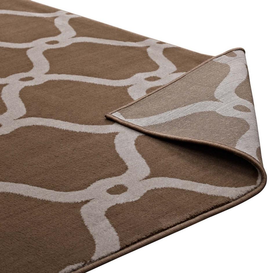 Barrett Chain Link Transitional Trellis 8X10 Area Rug In Dark Tan And Beige by Modway Furniture