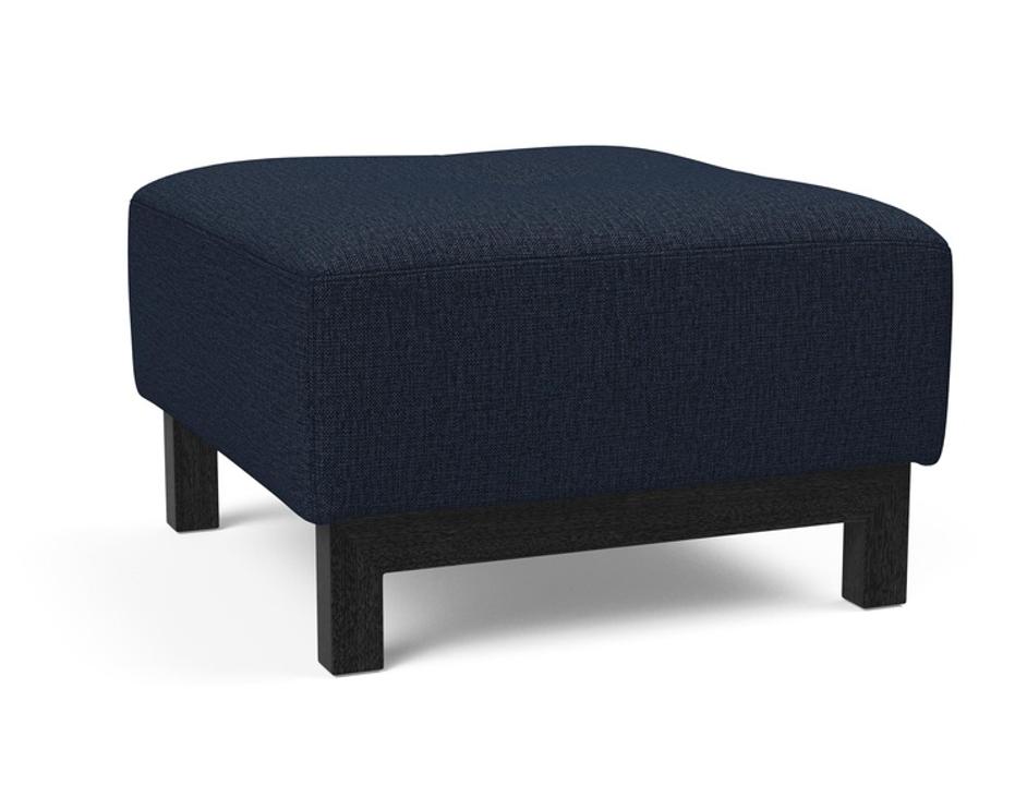 DELUXE EXCESS OTTOMAN in MIXED DANCE BLUE FABRIC WITH Dark Wood LEGS 528 by INNOVATION USA